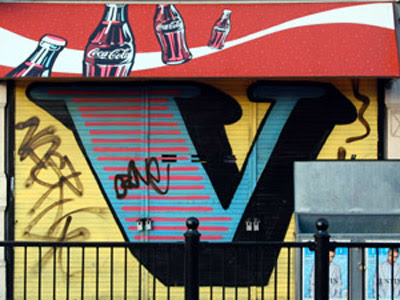 Letter V on Graffiti alphabet art.