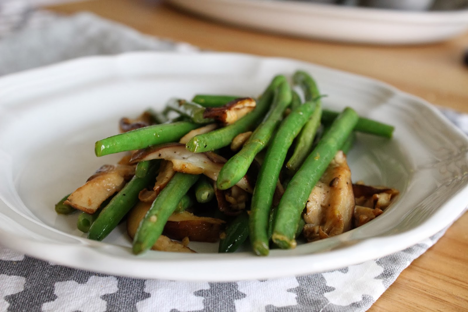 good gracious ______ green beans and shiitake mushrooms with warm
