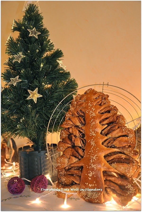 Everybody Eats Well in Flanders MTR 4 Braided Nutella Christmas Tree Bread