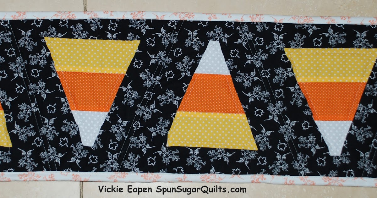 Spun Sugar Quilts FREE Halloween Candy Corn Runner Pattern using the