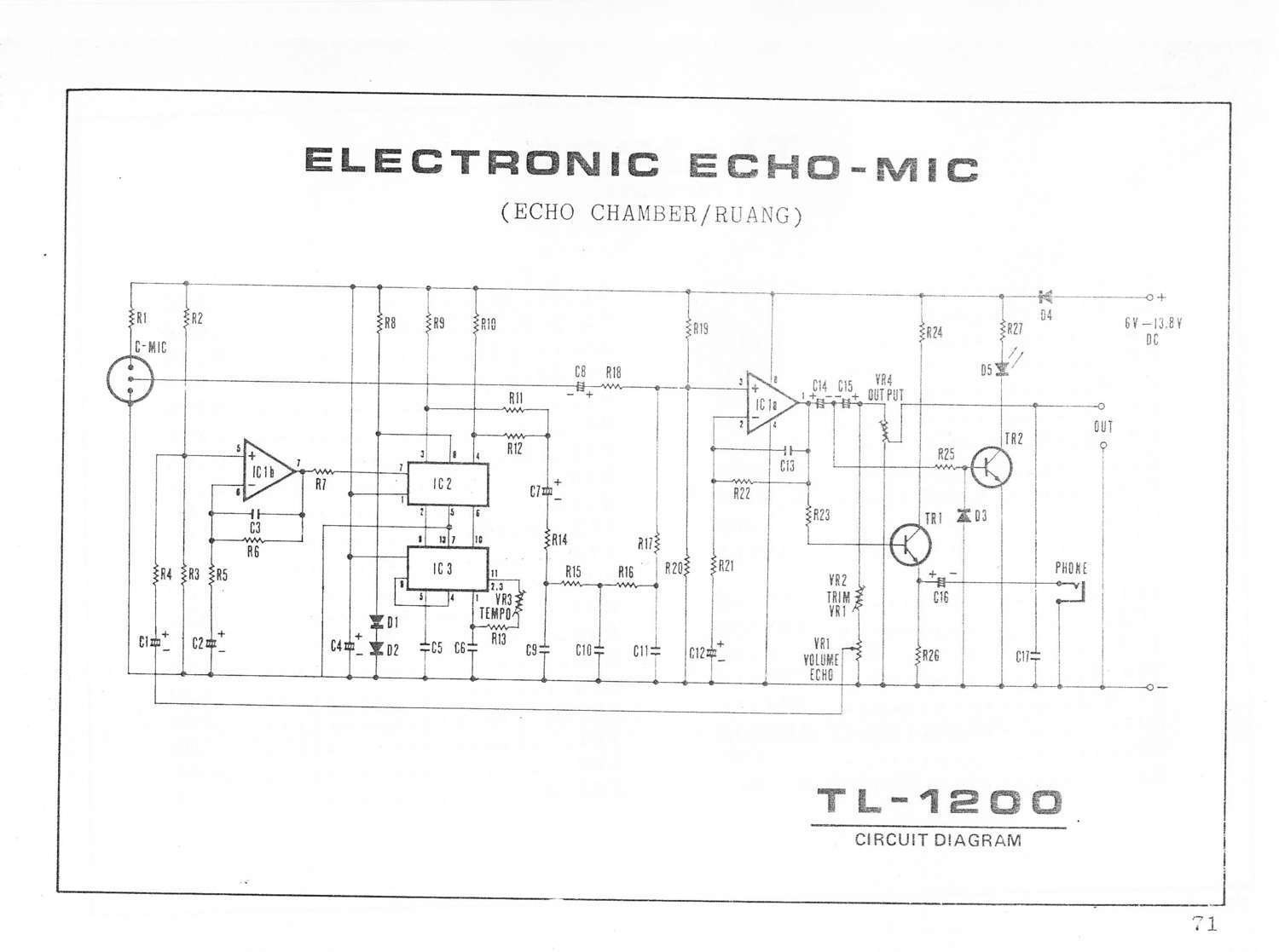 Skema electrnic echo mic TL1200 Kumpulan skema elektronika untuk hoby