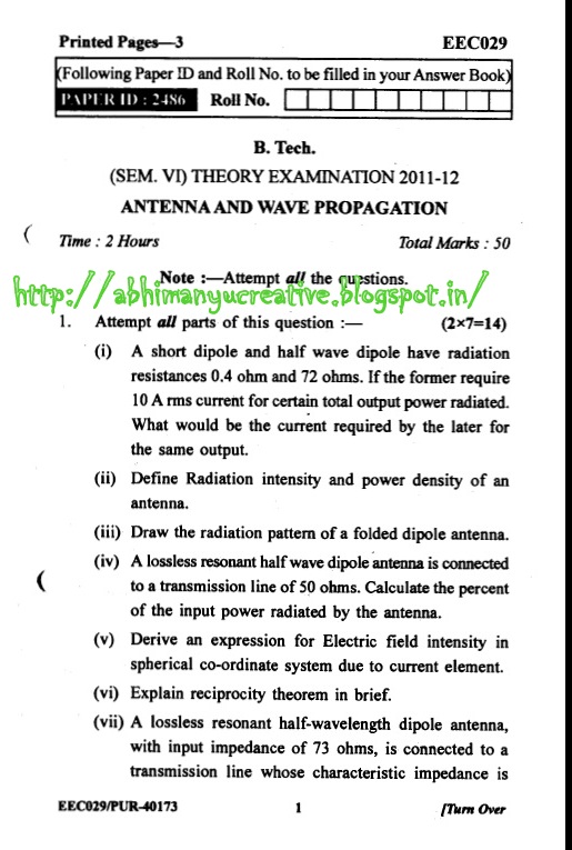 Question paper of antenna and wave propagation lasopapartners