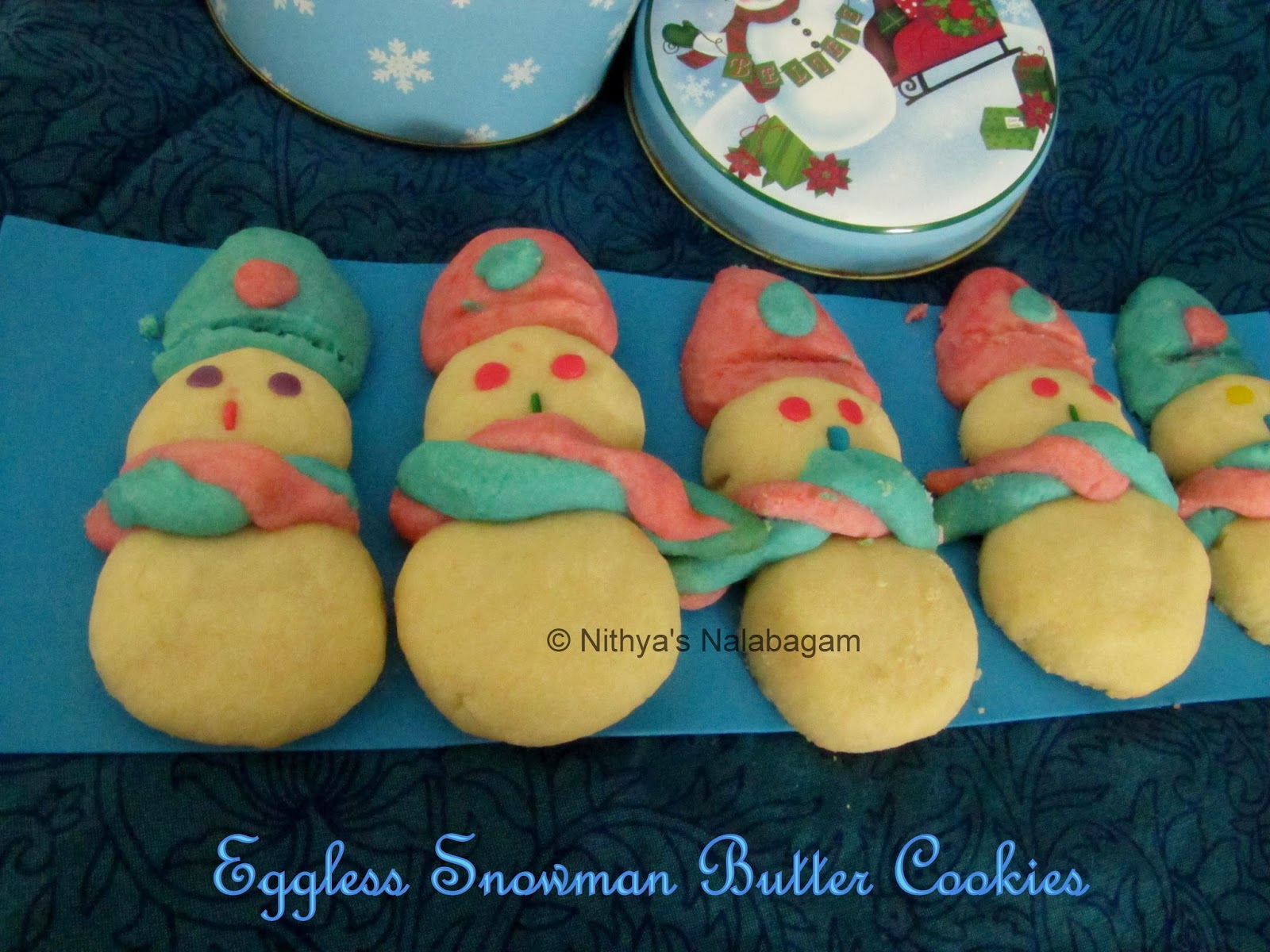 Egg less Snowman Butter Cookies Nithya's Nalabagam