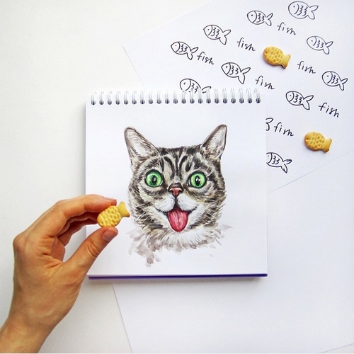 30-Who-wants-a-little-Fish-Valerie-Susik-Валерия-Суслопарова-Cats-and-Dogs-Interactive-Animal-Drawings-www-designstack-co