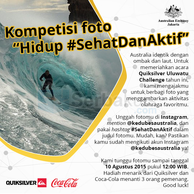 Kontes Foto Sehat & Aktif Hadiah Menarik dari Quicksilver & Coca-cola Kontes Foto Sehat & Aktif Hadiah Menarik dari Quicksilver & Coca-cola