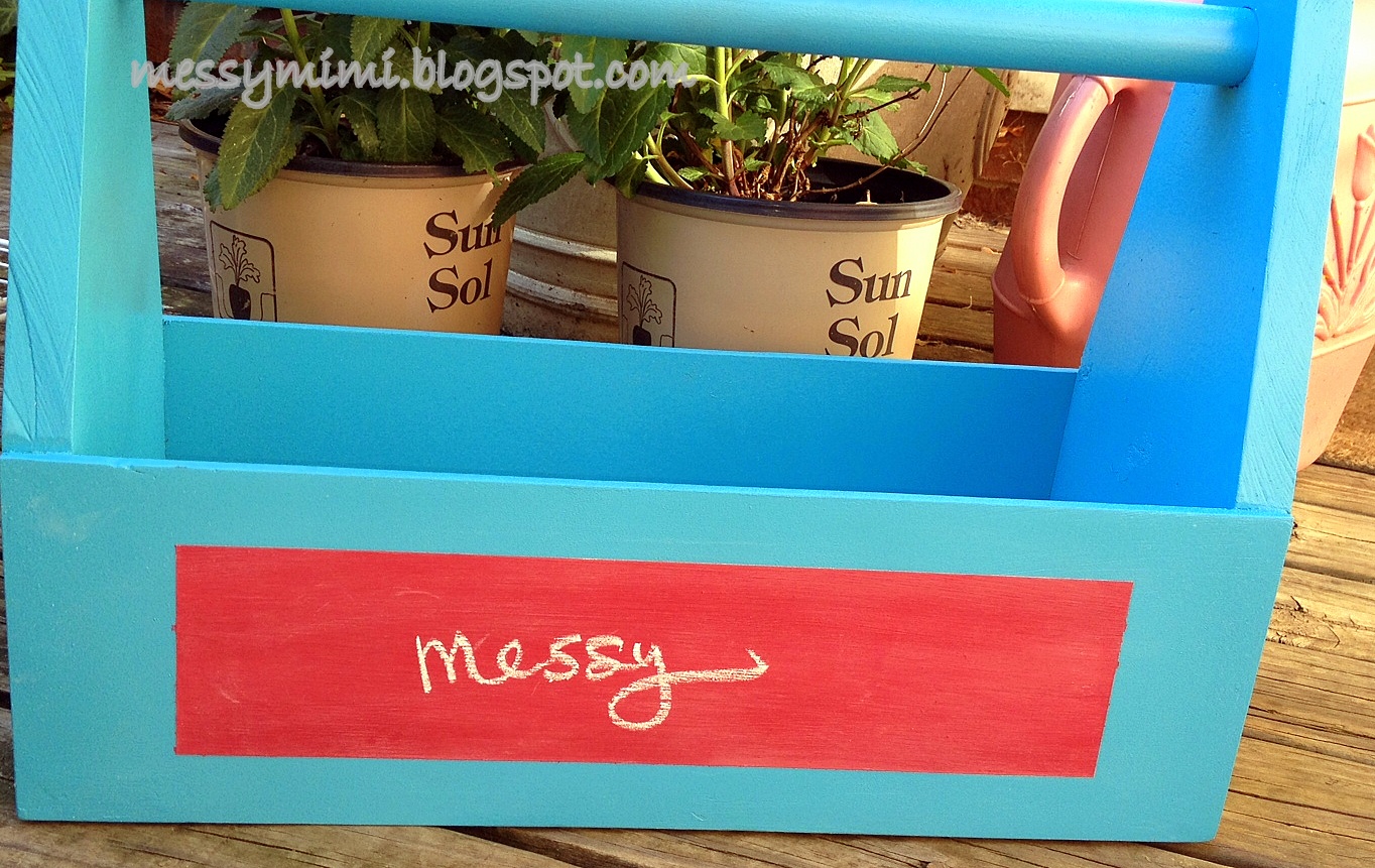 messy mimi Colorful Wooden Tool Boxes with a Little bit Of Chalkboard