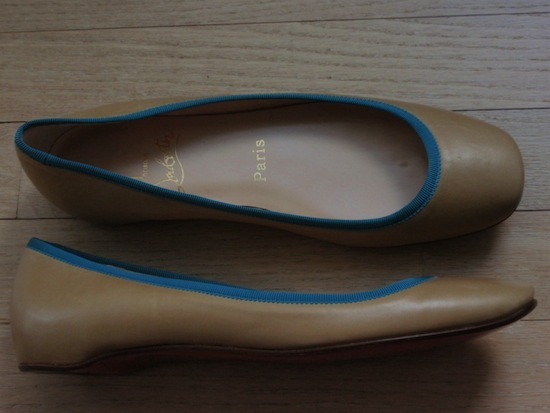 Tan Size 38 Christian Louboutins With Turquoise Trim