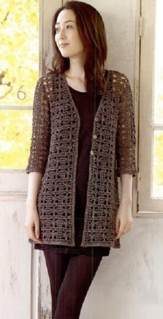 cardigan longo croche