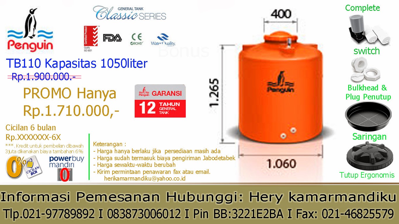 Marketing kamarmandiku online: Pinguin Water Tank TB, Tengki Air