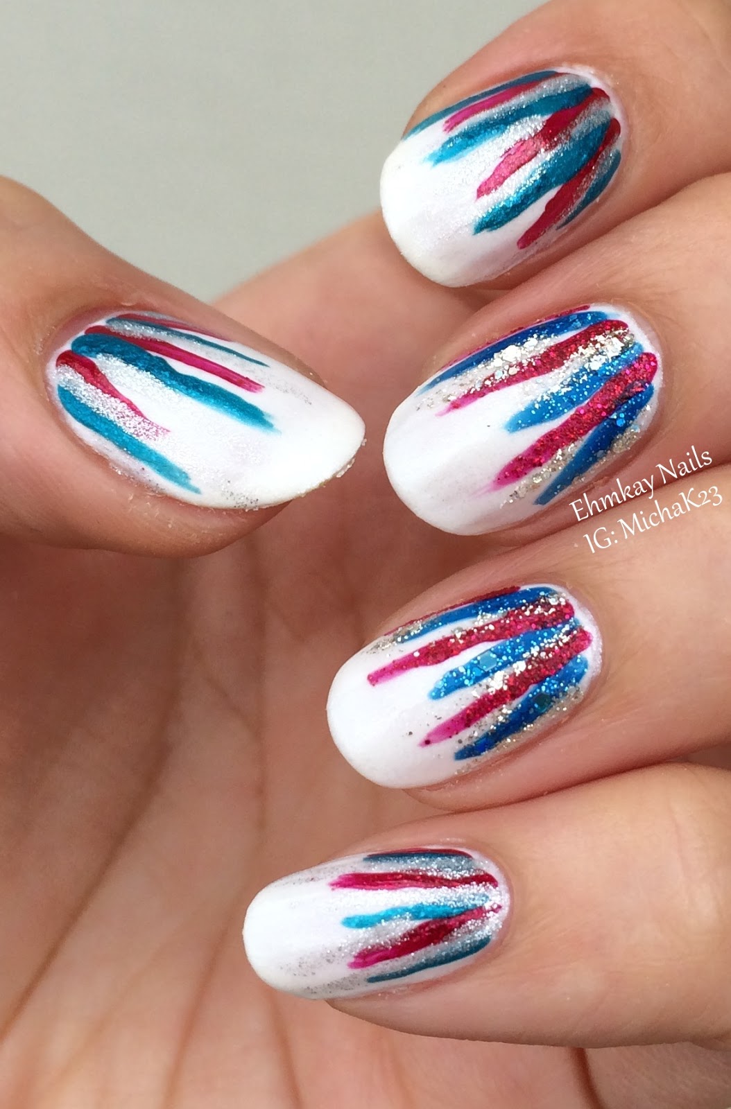ehmkay nails: Fourth of July Waterfall Nail Art with Zoya Nail Polish