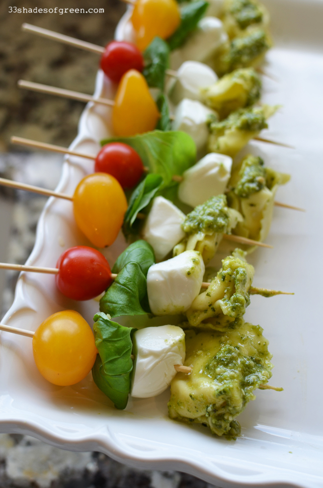 33 Shades of Green Weekend Kitchen Tortellini, Pesto, & Mozzarella