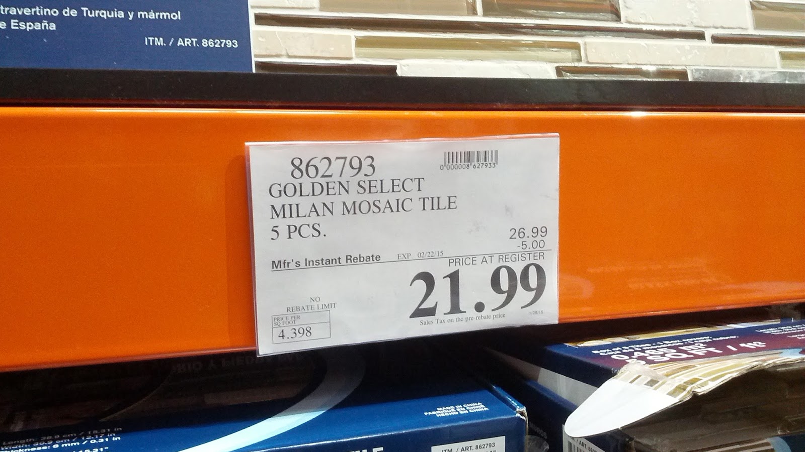 Golden Select Milan Glass & Stone Mosaic Wall Tiles (5 pcs) Costco Weekender