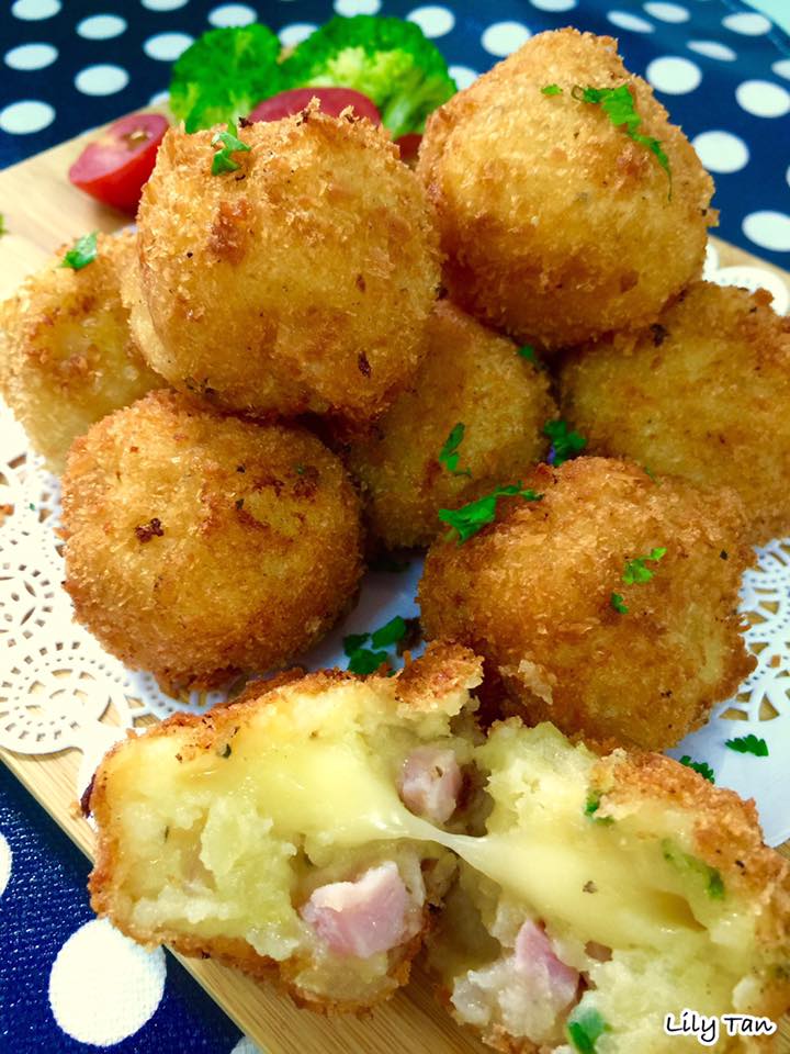 Very Cheesy Potato Balls with Ham by Lily Tan