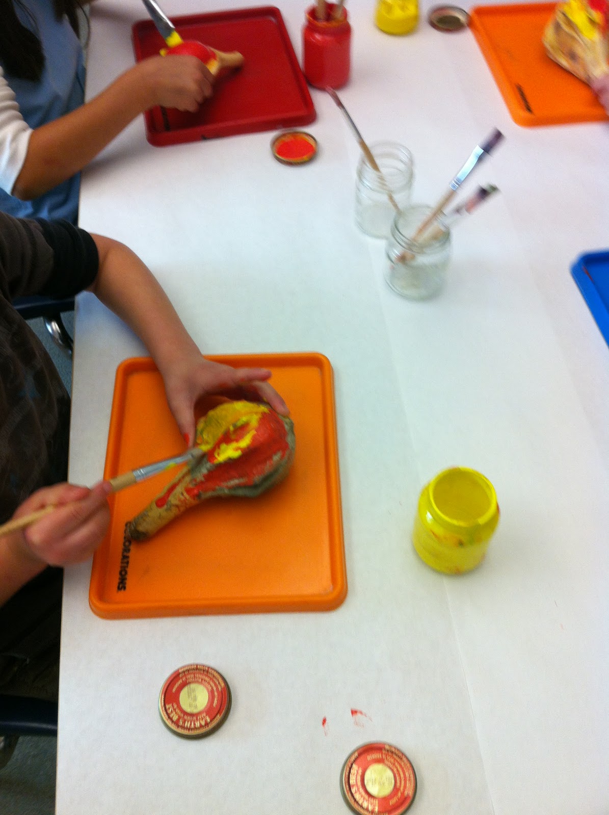 I Work for Kids Painting Gourds
