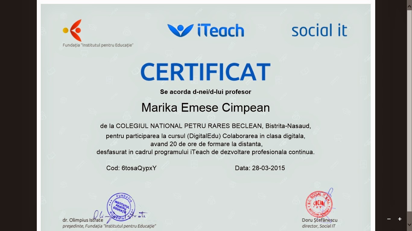 Cursuri iTeach: „Digital Edu. Colaborare în clasa virtuală”