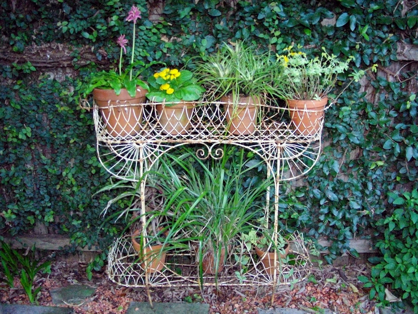 The Reflective Gardener Antique wire work plant stands
