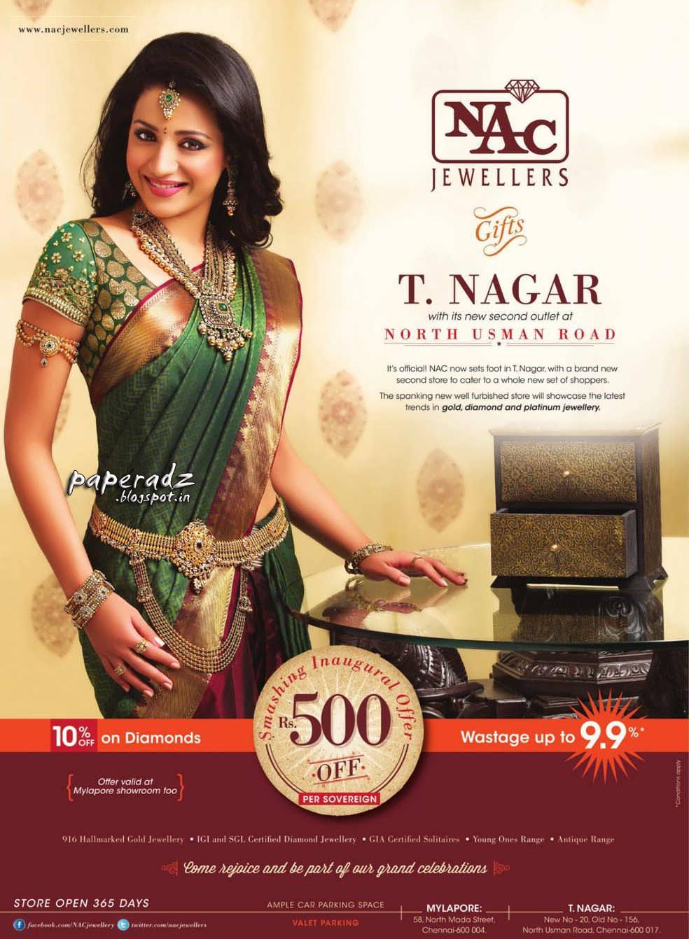 NAC jewellers trisha advertisements NEWS PAPER ADVERTISEMENTS