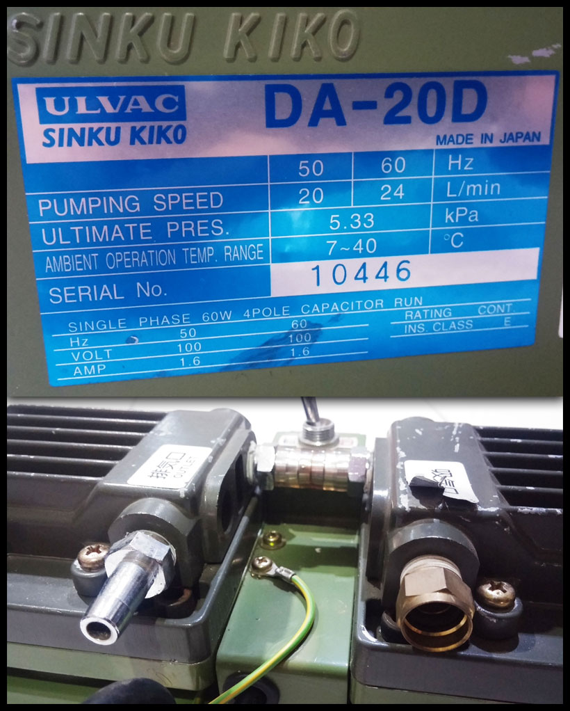2nd MACHINE Diaphragm vacuum pump, DA20D, ULVAC