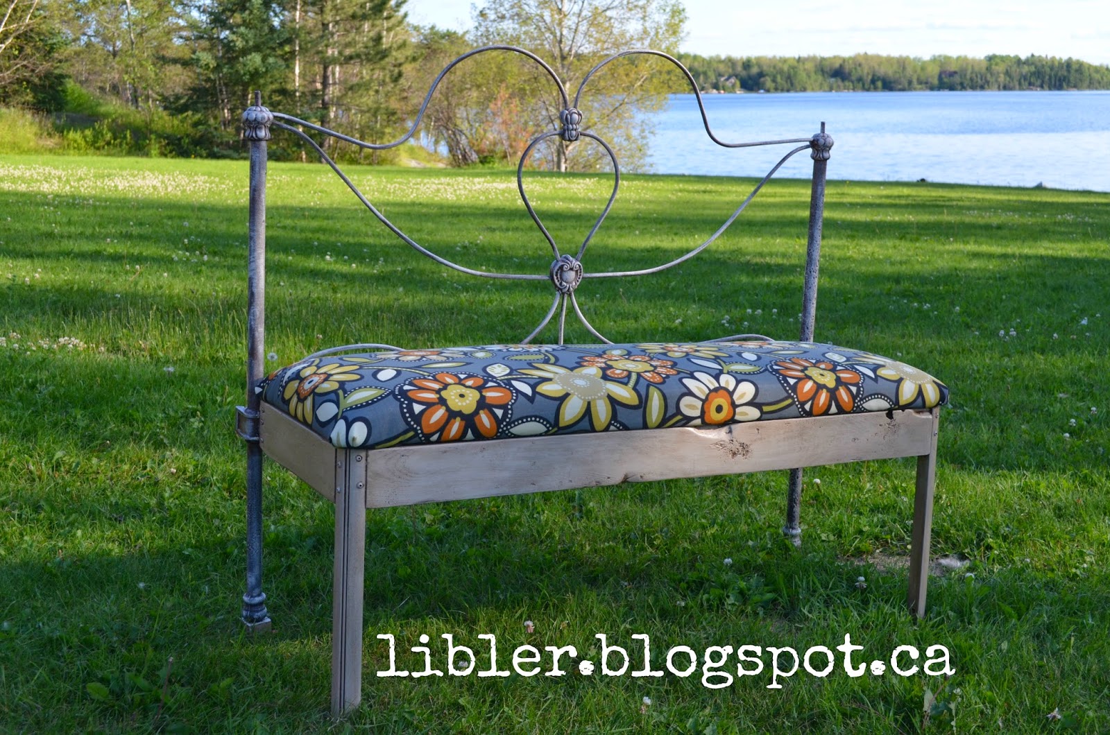 MacGIRLver Rusty Antique Wire Bed Frame Made Into a Bench