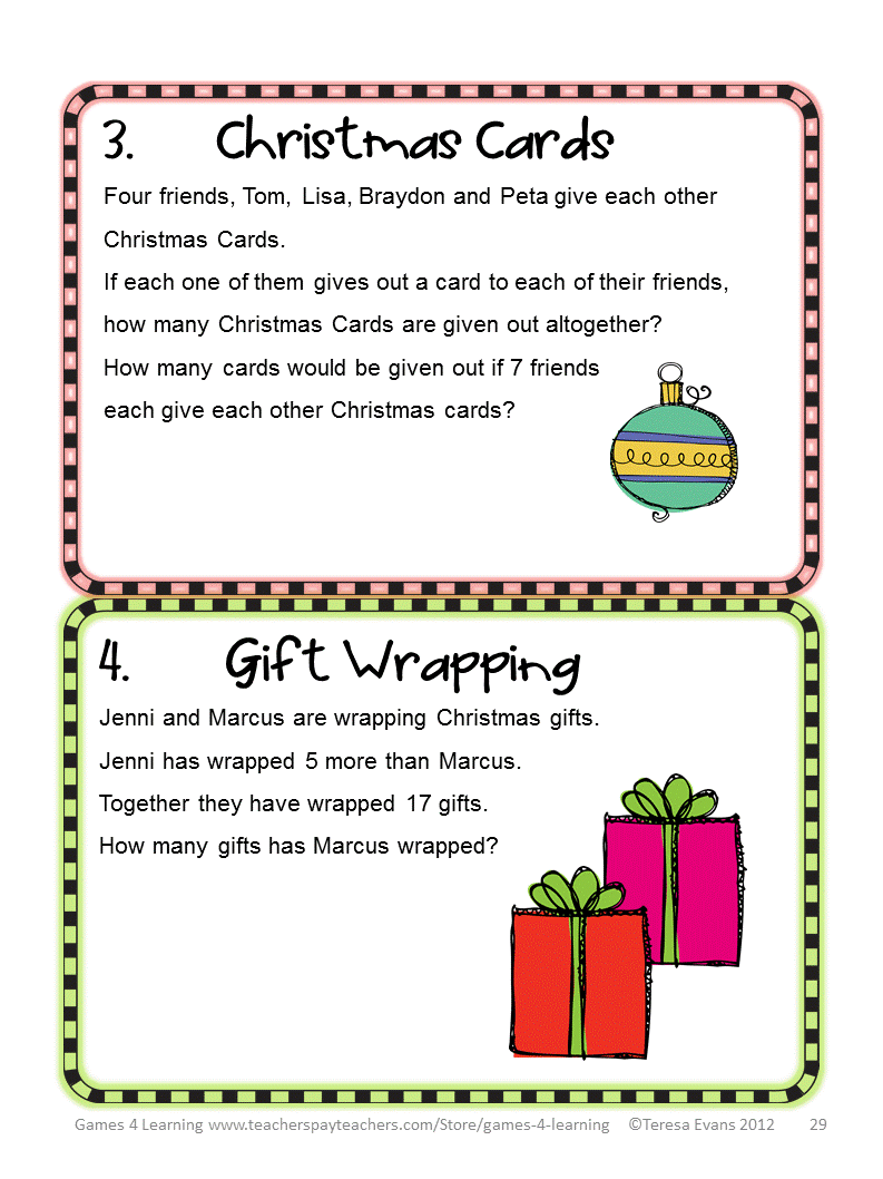 alternative games: Christmas Math Games
