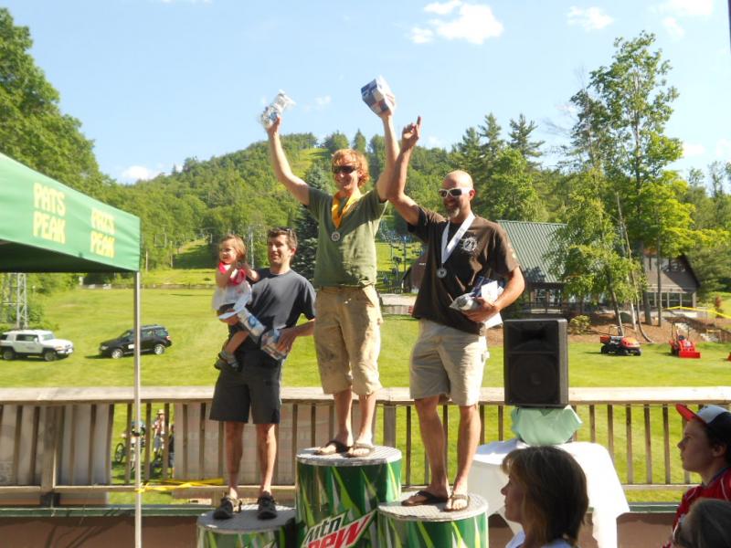 Bryan and Jeff (and Katie) on the podium at Pat’s Peak (photo Scott Snyder)