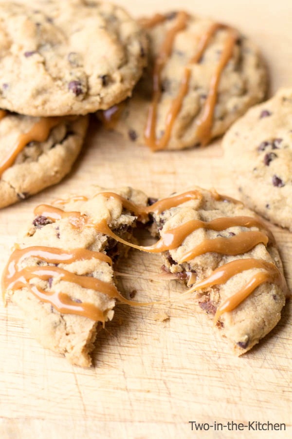 Recipes For You Caramel Drizzled Peanut Butter Chocolate Chip Cookies