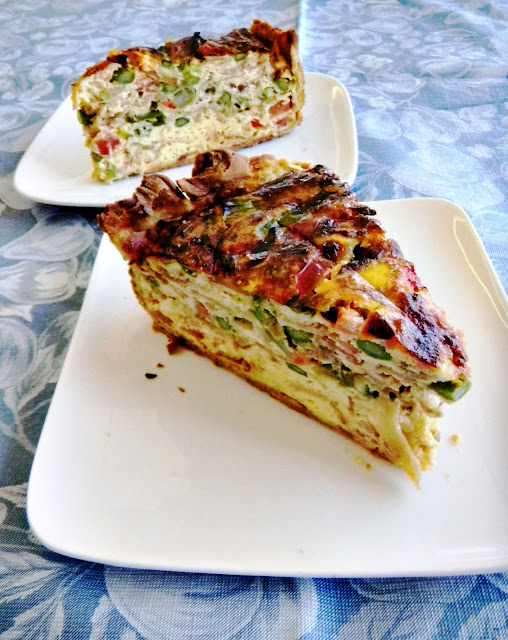 Bacon, asparagus, caramelized onions and tomato quiche Cherry on my