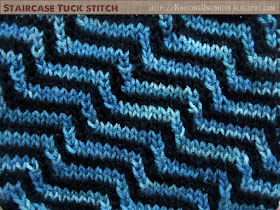 Staircase Tuck knitting stitch Use Of Tuck Stitch Methods to Create Staircase Effects. Ridge slip stitch pattern. knittingunlimited.blogspot.com
