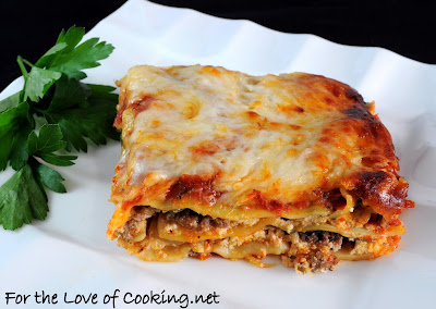 Ground Beef, Caramelized Onion, and Spinach Lasagna