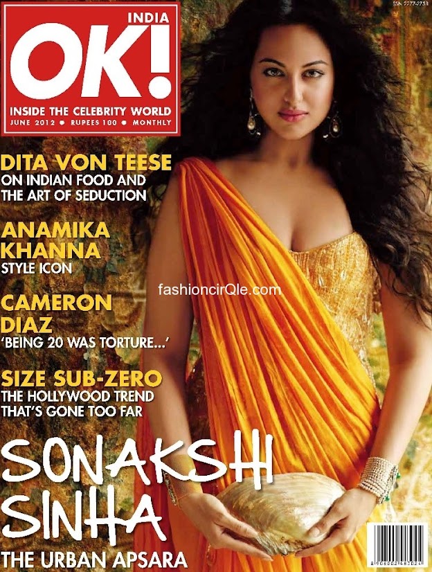 Sonakshi Sinha poses in an orange sari  -  Sonakshi Sinha  OK! India – June 2012 orange dress