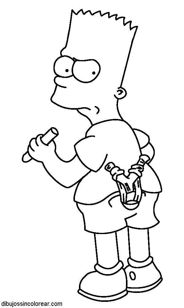 Dibujos Sin Colorear: Dibujos de Bart Simpson (Los Simpsons) para Colorear