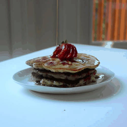 crunchy strawberry wheatgerm pancakes