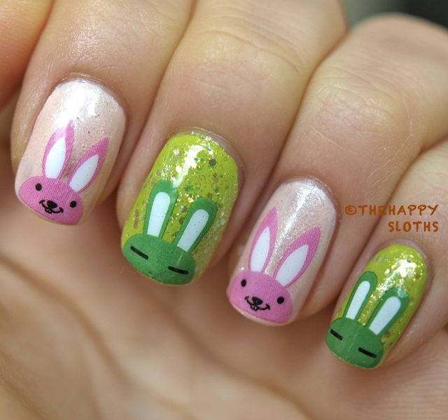 Summer Bunnies Nails: Manicure Featuring Bunny Water Decal Nail