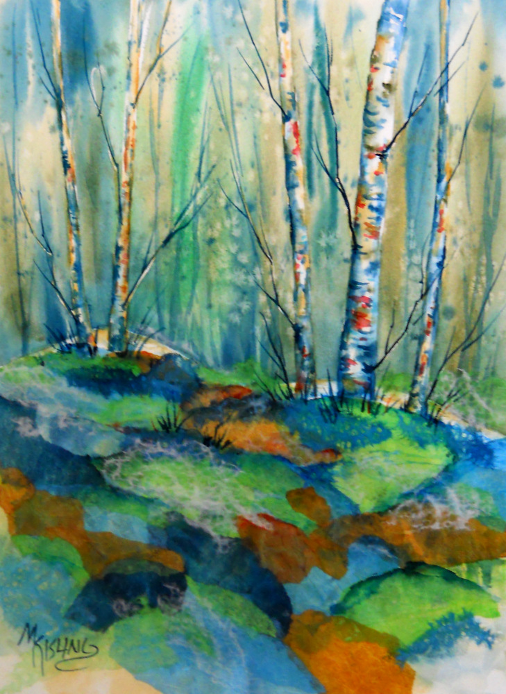 aspen watercolor tree collage greens breckenridge carriage