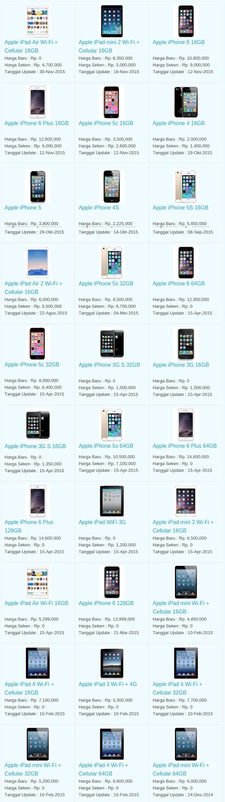 Daftar Harga Hp Apple Januari 2016 Daftar Harga Hp Apple Januari 2016