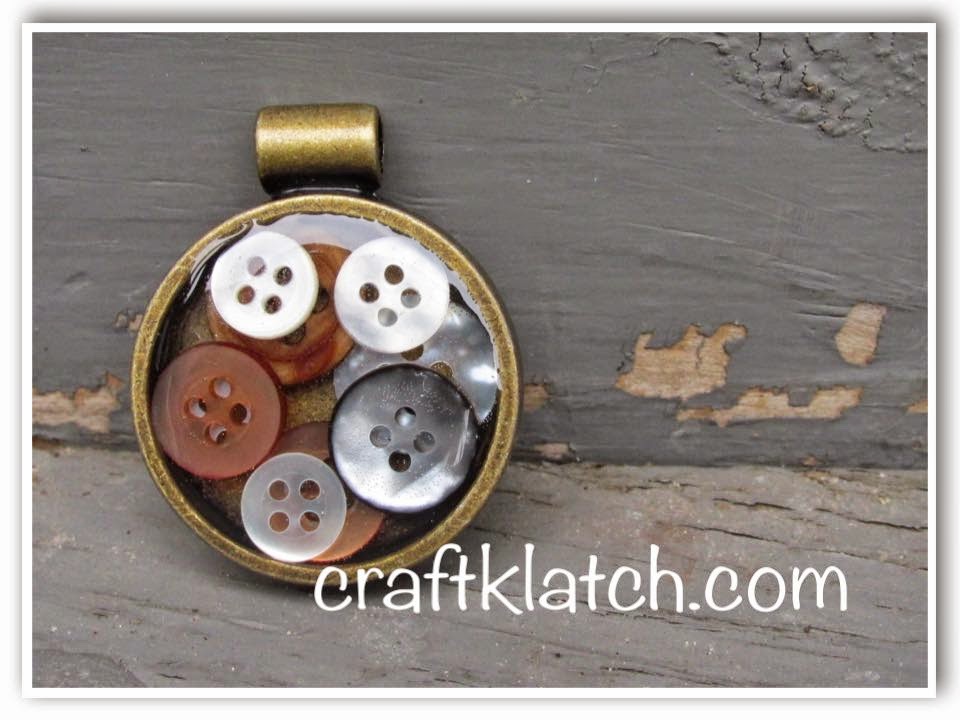 Craft Klatch ® Resin Button Pendant