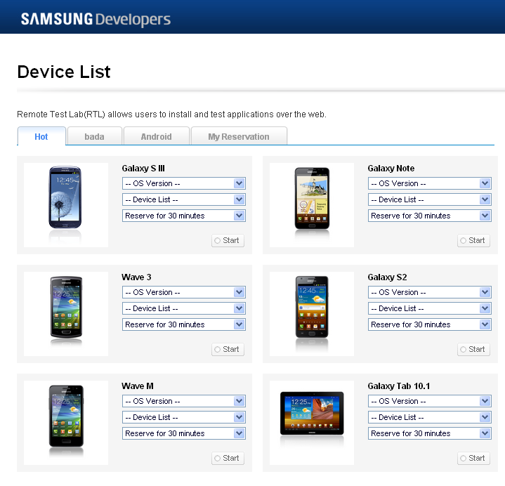 Test Samsung device online before buying one, for free