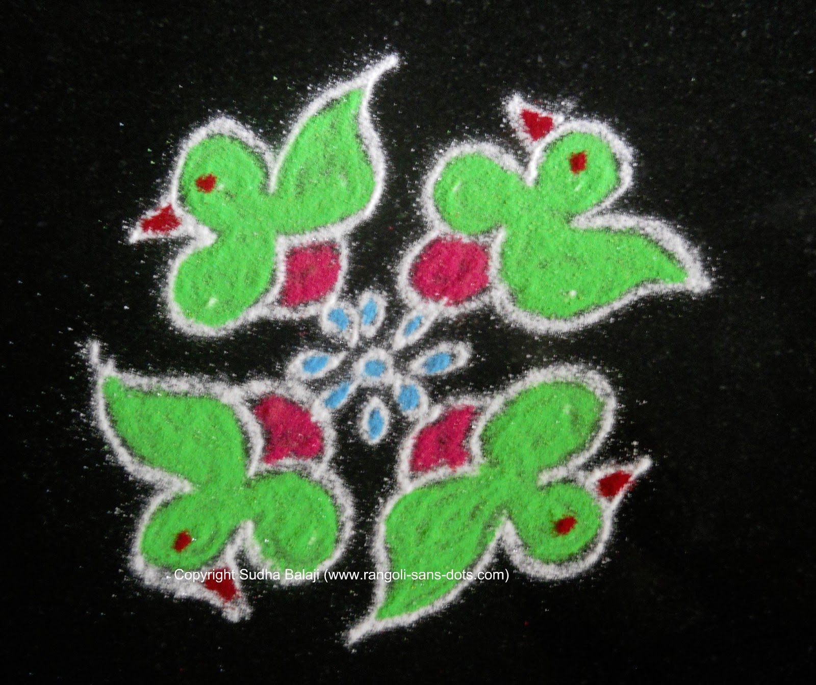 Small rangoli with dots Kolam by Sudha Balaji