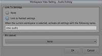 Avid editing system workspace properties dialog.