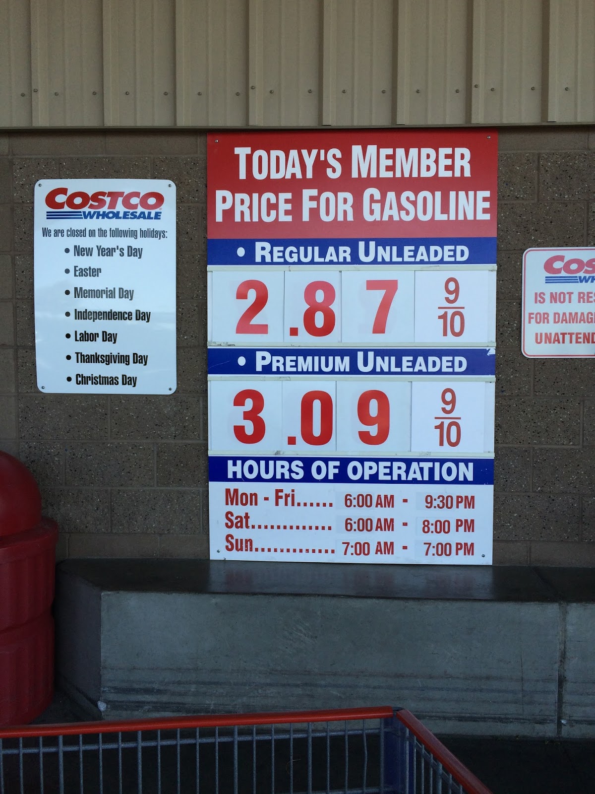 Current Costco Gas Prices (April 19, 2015 Redwood City, CA) Costco