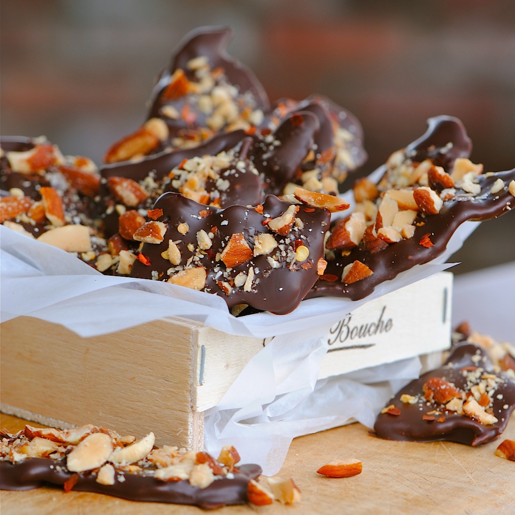 JULES FOOD... Spicy Dark Chocolate Bacon with Roasted Almonds