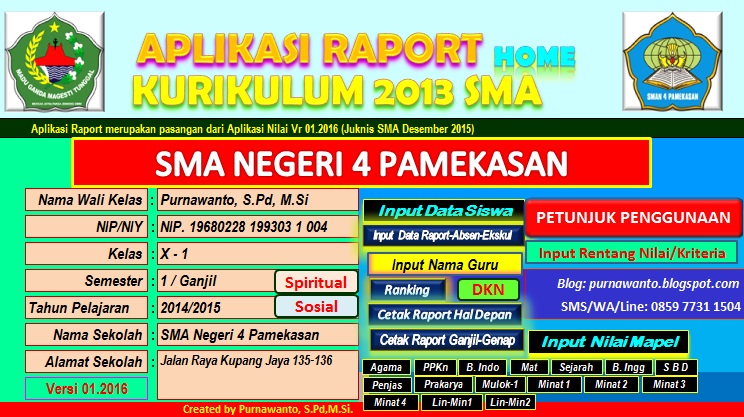 APLIKASI RAPORT KURIKULUM 2013 UNTUK SMA TAHUN 2016 Blog
