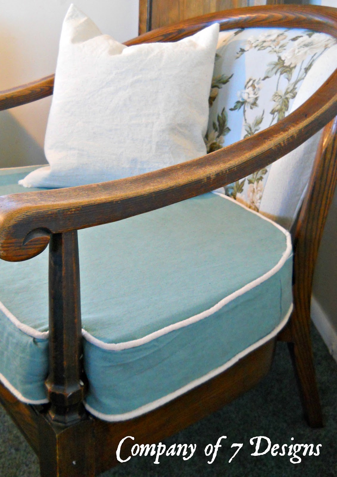 Company of 7 Designs SLIPCOVERS Barrel Chair Cushion and Upholstered Back