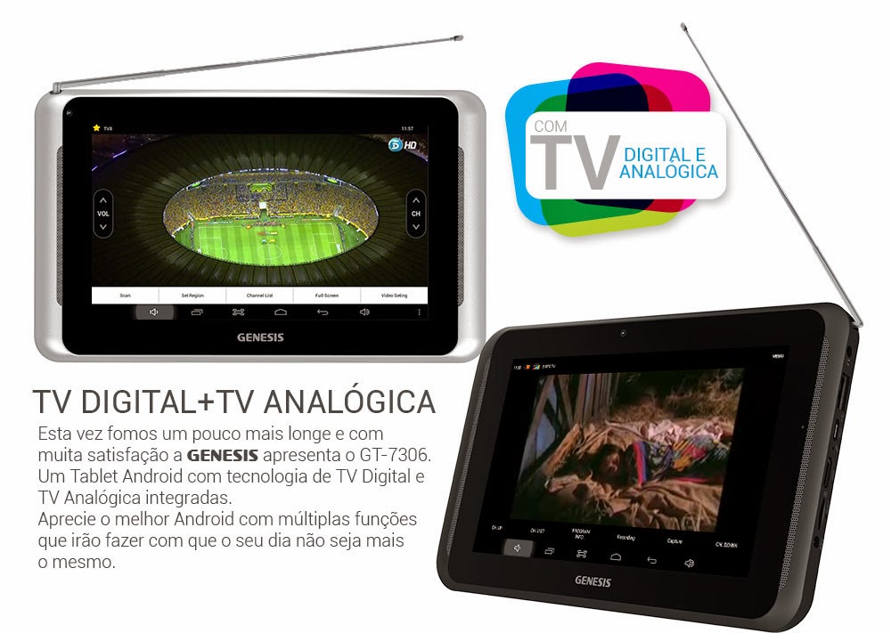 Tablet Genesis GT-7306 Android, Câmera, TV Digital, Dualcore