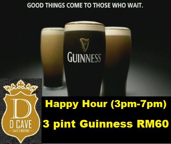 Happy Hour - 3 Pint Guinness only RM60 nett