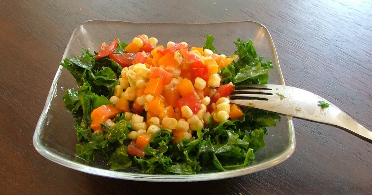 to be NOURISHED A Guide to Eating Green Raw Kale & Corn Salsa Salad