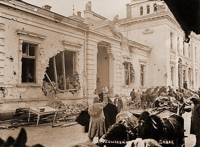 Porušena Šabačka carinarnica na Savi 1914.