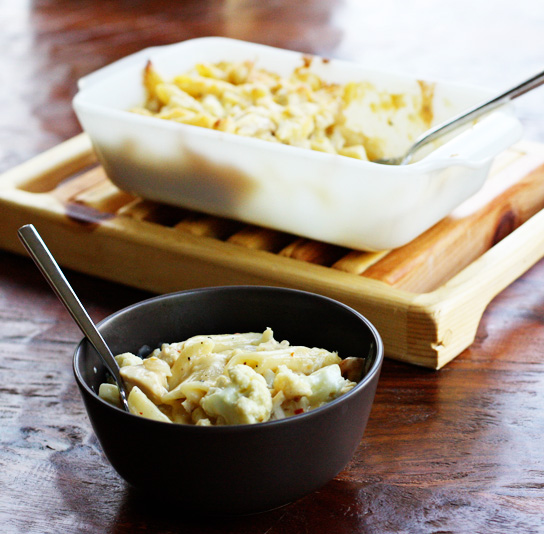 roasted cauliflower and chicken mac & cheese Sweet Anna's