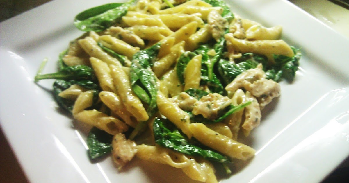 White Wine Cream Pasta with Chicken and Spinach