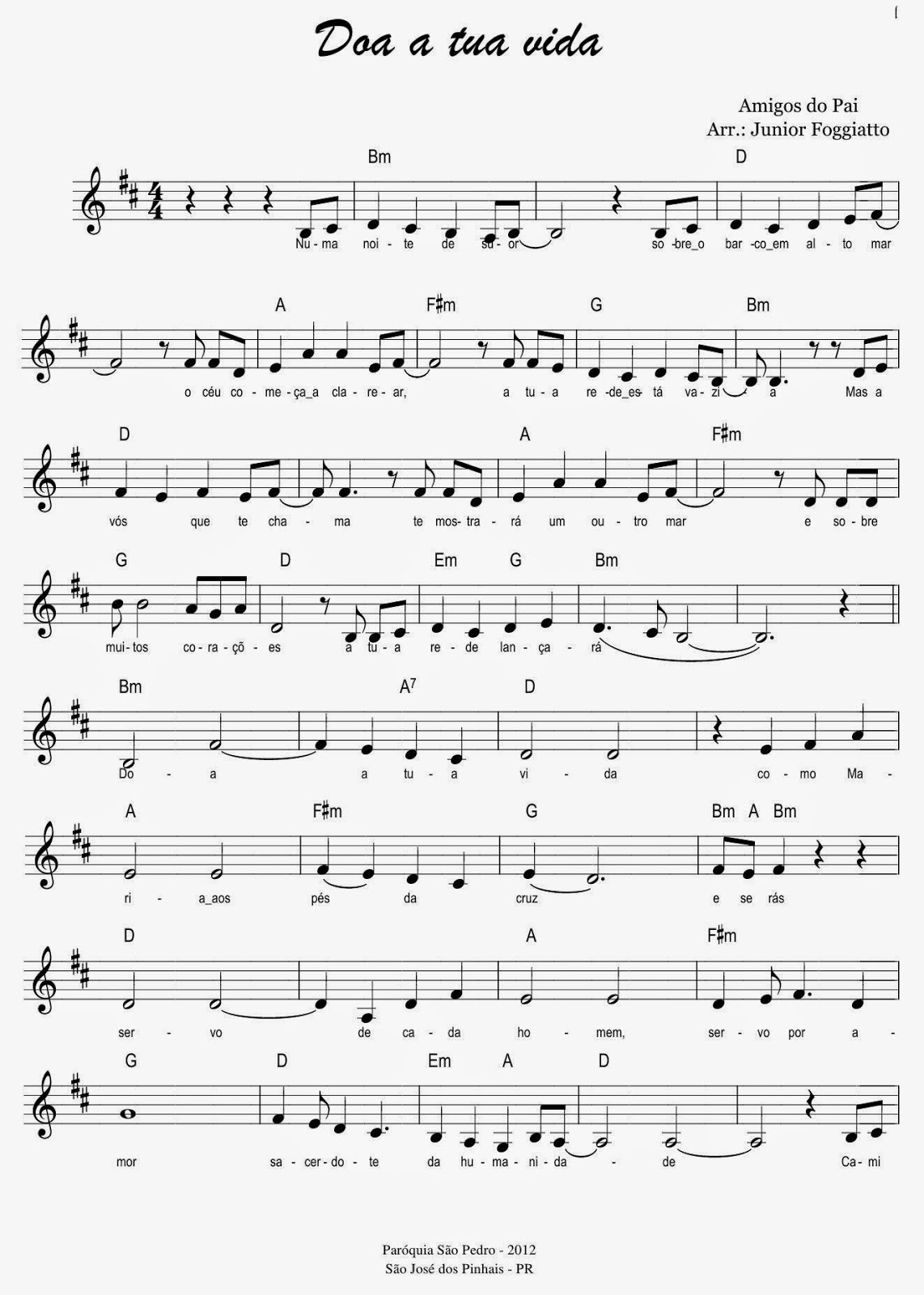 ANIMAÇÃO DE MISSAS GRUPOS DE CANTOS CANTOS E PARTITURAS MISSA "A